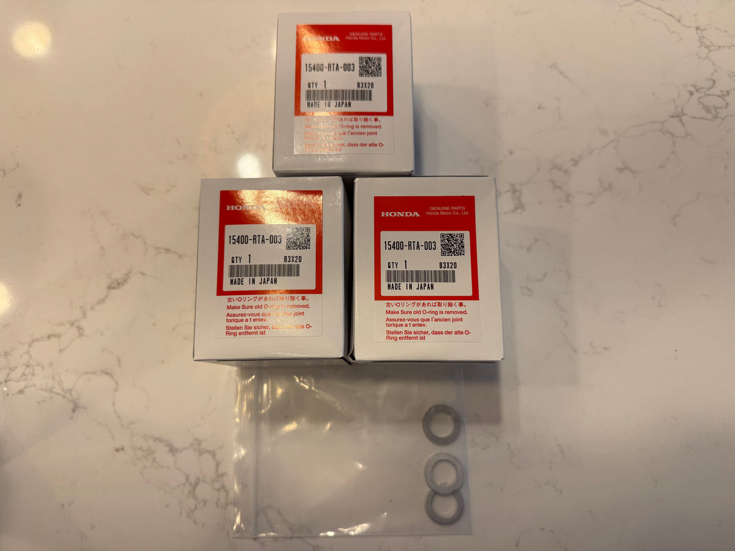 Genuine OEM Honda/Acura 15400-RTA-003 Oil Filters + Washer 94109-14000